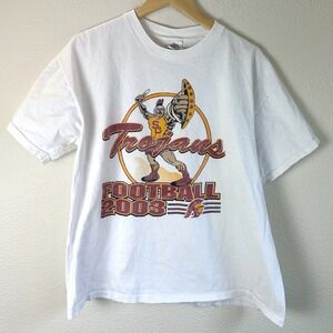 Y2K Vintage USC Trojans T-Shirt Mens XL White Good 2003 Football College Graphic